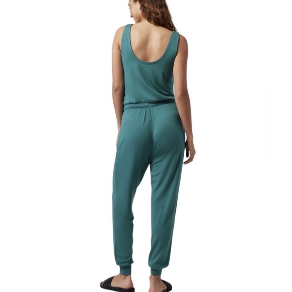 Athleta Women's Borealis Teal Green Sleeveless Comfy Jumpsuit - Picture 2 of 5